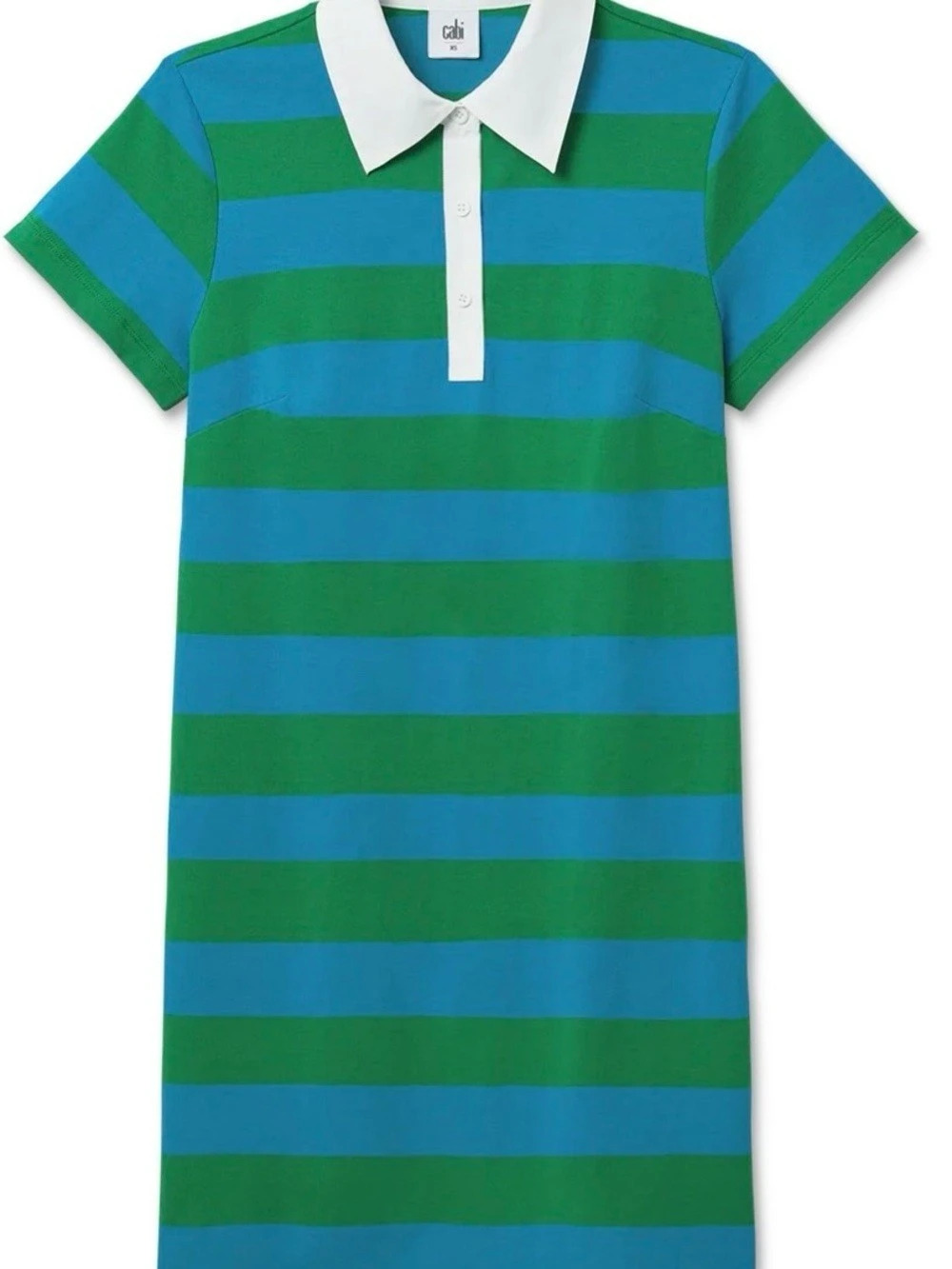 Cabi Striped Polo Mini Dress in Blue & Green Size Small Like New